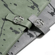 Cuaderno de anillas A5 con impresión, libreta de oficina para reuniones de negocios, cuaderno de alta gama con impresión - Libro estampado verde A5 - Ver 3