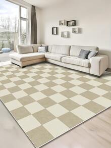 1pc Modern Minimalist Luxury INS Style Rug/Carpet/Area Rug/Door Mat/Runner, Yellow & White Checkered Pattern, Large Size Suitable For Bathroom, Kitchen, Entryway, Hallway, Bedside, Living Room, Bedroom, Machine Washable, Home Decor - Multicolor - View 8