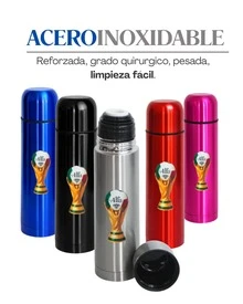 Termo de Acero Inoxidable Diseño Mundial Edición Especial | Conserva Bebidas Calientes y Frías por Horas | Estilo Deportivo Inspirado en Trofeo | Tapa Hermética Multifuncional | Colores Metálicos Vibrantes | Ideal para Café, Té y Regalo Futbolero ⚽ - Azul - Ver 6