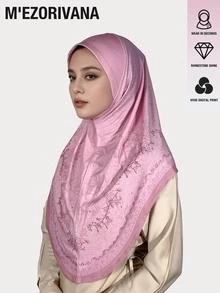 1pc Elegant Leaf Pattern Polyester Multifunctional Headscarf, Comfortable All-Season Wear - Floral Pattern With Fine Hot-fix Rhinestones - View 16