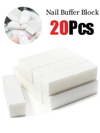 20pcs Nail Buffing Blocks, Medium/Fine Grit 100/180 Grit Polishing Blocks, Suitable For Acrylic Nails, Gel Nail Polish Nails, 3-In-1 Professional Pedicure Manicure Polishing Set, Nail Art Supplies, Nail Tools, Nail Art Tools, Back To School Season, Manicure, Nail Tools