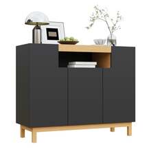 Three-Door Dining Room Cabinet For The Living Room And Dining Room, Multifunctional Storage Furniture. - Black - View 7
