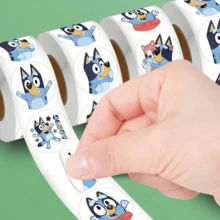 Bluey 500pcs Brui Cartoon Stickers - 10 Cute Designs, Thick & Durable, Suitable For Laptops, Luggage, Notebooks, Great For School, Travel, DIY, Fun Cartoon Sticker Set, Ideal For Kids Projects And Party Favors - Multicolor - View 5