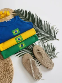 Women's Tank Top Summer 2026 Brazilian Flag Embroidered Ribbed Knit - Blue - View 2