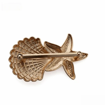 1个金属连接扣，带有海星和贝壳海洋元素，不对称金属泳衣胸部连接器