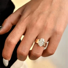 VKHK 1枚18K镀金不锈钢锆石装饰单戒指，适合女士日常及婚礼佩戴，礼品 - 鑽戒 - 查看 6