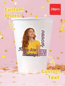 1~48pcs Custom Portrait Photo Stickers,Personalized Text Stickers, Waterproof Oil-Proof Custom Stickers For Gifts, Birthdays, Weddings & Daily Use, Graduation Gifts - Multicolor - View 26