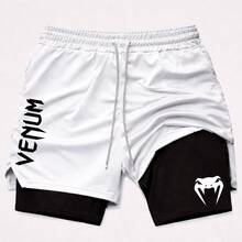 Men's 2-In-1 Compression Shorts For Gym, Fitness, And Martial Arts Training. Suitable For Workouts And Training. - trắng - Xem 1