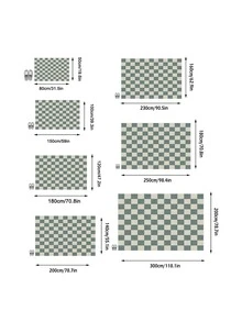 1pc Modern Minimalist Luxury INS Style Rug/Carpet/Area Rug/Doormat/Runner - White & Green Checkered Pattern - Large Size Carpet For Bathroom, Kitchen, Entryway, Hallway, Bedside, Living Room, Bedroom, Washable All Season Home Decor - Multicolor - View 3