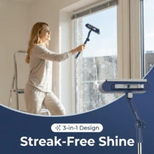 1pc Multi-Functional Glass Cleaning Tool, 360 Degree Rotatable Household High-Rise Window Exterior Squeegee, Double-Sided Window Cleaning Tool - Splicing Rod Rotating Type - View 2