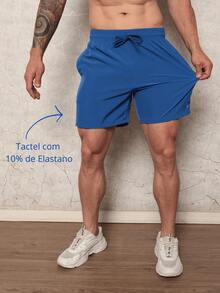 Kit 3 Shorts Elastane Mauricinho Beach Men's With Lycra Gym Running Cross Plain Basic - 黑色/皇家/灰色 - 查看 5