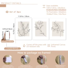 Bộ 3 tranh trang trí cây xanh phong cách tối giản hiện đại, tranh nghệ thuật hoa lá phong cách Boho, tranh nghệ thuật đường nét tối giản, có khung hoặc không khung, phù hợp cho nhà ở, căn hộ, khách sạn, phòng khách, phòng ngủ, phòng tắm và văn phòng. - A - Xem 13