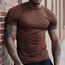 American Style Slim Fit Textured Ribana Premium T-Shirt - Rỉ Nâu - Xem 8