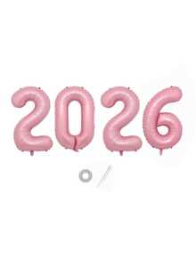 4个/套 32英寸“2026”数字字母铝箔气球，颜色包括金色、黑色、海军蓝、红色、粉色、绿色、银色、玫瑰金、紫色，适用于2026毕业派对、周年庆典、新年气球、毕业装饰 - 查看 16