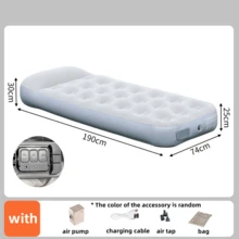 Colchón de aire inflable, colchoneta de camping de lujo, colchoneta de dormir inflable de PVC, cama de aire de camping de lujo doble con bomba incorporada, colchón grueso - Beis - Ver 13