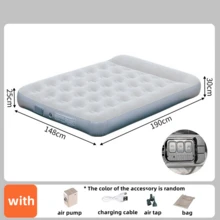 Colchón de aire inflable, colchoneta de camping de lujo, colchoneta de dormir inflable de PVC, cama de aire de camping de lujo doble con bomba incorporada, colchón grueso - Beis - Ver 14