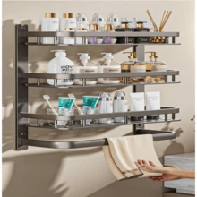 Heavy Duty Wall Mounted Spice Rack, Durable Kitchen Seasoning Storage Organizer - Gray-black - View 6