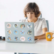 Bluey 500pcs Brui Cartoon Stickers - 10 Cute Designs, Thick & Durable, Suitable For Laptops, Luggage, Notebooks, Great For School, Travel, DIY, Fun Cartoon Sticker Set, Ideal For Kids Projects And Party Favors - Multicolor - View 10