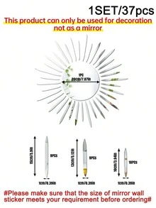 1set Exquisite Bright Mirror Wall Sticker, Creative 3D Sun Shaped Surface Wall Sticker Best Gifts Festival Decoration Birthday Graduation E-I-D - Gold - View 13