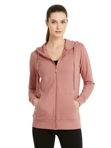 Women's Lightweight Cotton Hoodie Full Zip S-3XL With Pockets Hooded Sweatshirt Jacket Coat Solid Tops Regular & Plus Size Basic Layering Tops Warm Lightweight Cotton Zipper Hoodie Sweatshirt For Women Lady Sweatshirts Long Sleeve Outerwear For Spring Fall Winter Womenswear Activewear Streetwear - 淡紫色 - 查看 1