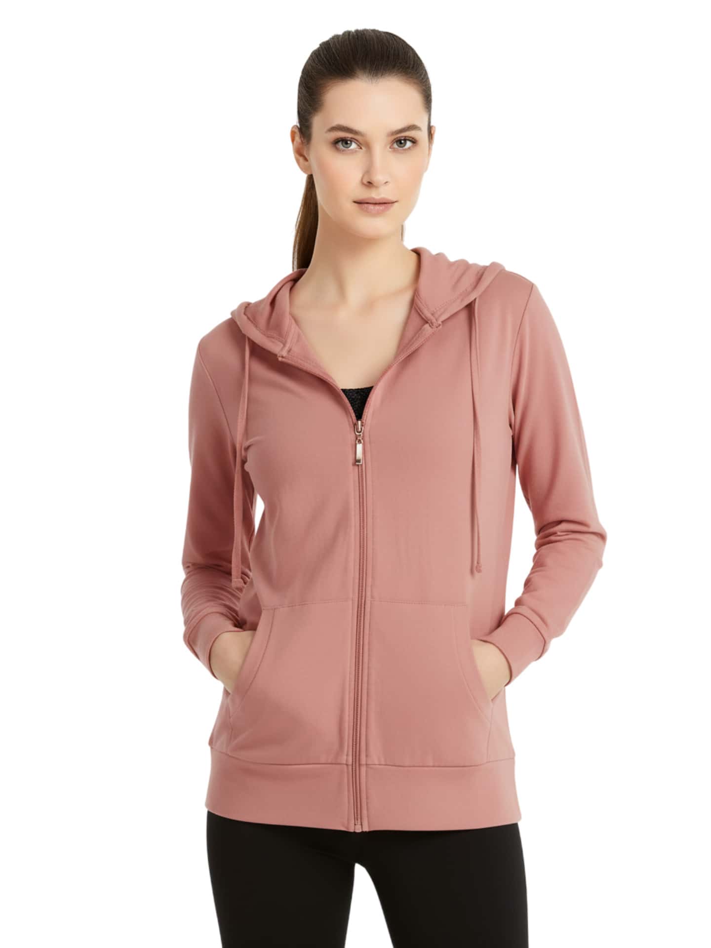 Women's Lightweight Cotton Hoodie Full Zip S-3XL With Pockets Hooded Sweatshirt Jacket Coat Solid Tops Regular & Plus Size Basic Layering Tops Warm Lightweight Cotton Zipper Hoodie Sweatshirt For Women Lady Sweatshirts Long Sleeve Outerwear For Spring Fall Winter Womenswear Activewear Streetwear - 淡紫色 - 查看 1