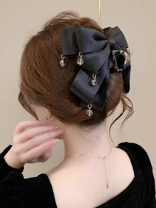 1件装女士优雅蝴蝶结流苏发夹，新款奢华发爪盘发配饰 - 彩色 - 查看 8