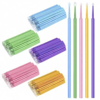 100pcs/Pack Disposable Fine Tip Brushes - Soft Nylon Bristles, Suitable For Cleaning Crevices, Model Painting And Automotive Detailing (Random Colors)