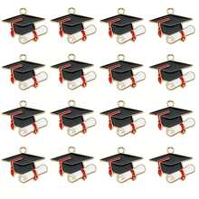 30pcs/Set 4 Styles Enamel Graduation Cap Pendant, DIY Earrings, Bracelets, Necklaces Jewelry Making - Multicolor - View 9