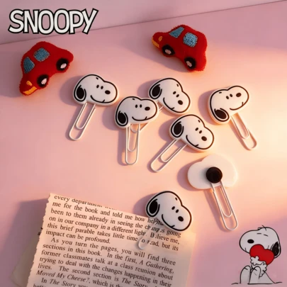  2 piezas de clips de papel con forma de Snoopy, adecuados para útiles de oficina, marcadores de libros, clips lindos, carpetas de archivo, clips en forma de U, clips giratorios de dibujos animados, excelentes para útiles escolares y decoraciones navideñas