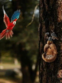 Tree Face, Outdoor Tree Face, Tree Art, Outdoor Tree Decor, Tree Face, Tree Stump Decor, Tree Trunk Face, Outdoor Tree Decor, Tree Face Decor, Outdoor Tree Face Decor, Tree Eyes - Multicolor - View 7