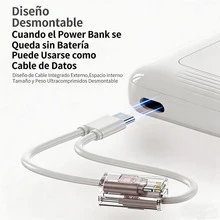 Batería portátil de carga rápida con cables integrados y diseño cuadrado compacto, regalo del Día de San Valentín - Blanco-B - Ver 5