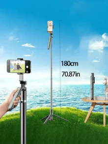 Alloy Metal Bracket 67in/170cm Extendable Aluminum Alloy Tripod With Selfie Light, Bluetooth Remote, Compatible With IPhone And Android Phones, Great For Travel, Vlogging, Video And Photography Women's Day Gift - one-size - View 9