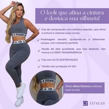 Kit 2 Conjuntos Academia Top e Legging Elastico Exposto - Cinza Claro - Visão 3