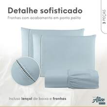 King Bed Sheet Set 3pcs Ponto Palito Cotton 600 Threads - 藍色 - 查看 2