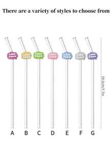 Cartoon "Love You" Shaped Transparent Glass Straw, Reusable Bent Glass Straw For Milkshake, Milk, Tea, Juice, Cocktail, Cold Drinks, Gift For Girlfriend, Dessert Shop, Soft Drink Bar, Office, Bar, Restaurant Party Decor - View 4
