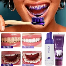 5pcs/Set Purple Whitening Toothpaste,Teeth Whitening Pen,Removing Stains And Yellowing Teeth,Eliminating Bad Breath,Personal Care Cleaning Toothpaste,Travel Suit Tooth Bleach Gel,Care For Gums,Gift For Women,Girl And Parents - 紫色 - 查看 3