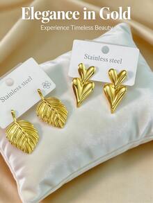 Sturdy And Durable Stainless Steel Earrings, Golden Geometric-Shaped Stainless Steel Jewelry, Ladies' Earrings, Pituitary Earrings - Multicolor - View 2