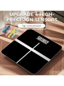 180kg Digital Bathroom Scale With LCD Display And Tempered Glass Platform, Electronic Body Weight Scale, White/Silver - Multicolor - View 6