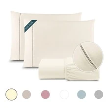 King Bed Sheet Set 3pcs Ponto Palito Cotton 600 Threads - 稻草 - 查看 1