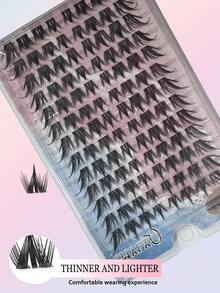 104 piezas de pestañas postizas de estilo natural, adecuadas para principiantes, serie de ojos de perro + serie de dibujos animados lindos y esponjosos de chica perezosa con C-Curl segmentado (empaque aleatorio), pestañas postizas individuales, pestañas postizas, pestañas falsas - C - Ver 5