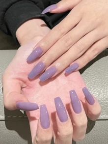 20pcs Semi-Cured Gel Nail Strips, Salon-Grade Long-Lasting, Easy To Apply And Remove, Requires UV Lamp Curing - Mauve Purple - View 5