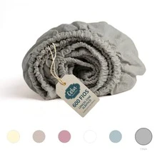 Fitted Sheet With Adjustable Elastic King, Queen, Single, 600 Egyptian Thread Count - Soft Touch And Premium Comfort - Grey - View 7