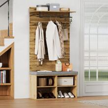 175cm High Wooden Storage Unit With Shoe Stool, Adjustable Shelf, Clothes Rail And Padding – 84 X 32 Cm – Functional Furniture - View 7