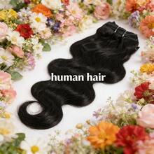 Body Wave Clips In Human Hair 18Inch Double Weft Hair Extensions Natural Black For Women Brazilian Remy Hair Weave Bundles 100g Daily Use Easy Wear - Natural Black - View 3