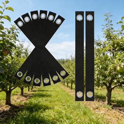 Rustic Green Tree Support Straps, Set Of 10, Anti-Wind Nursery Stabilization Webbing With Grommets, 40cm Length X 3.8cm Width, Material For New Planting And Hurricane Protection