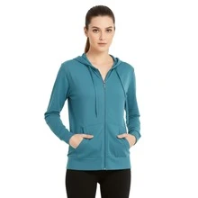 Women's Lightweight Cotton Hoodie Full Zip S-3XL With Pockets Hooded Sweatshirt Jacket Coat Solid Tops Regular & Plus Size Basic Layering Tops Warm Lightweight Cotton Zipper Hoodie Sweatshirt For Women Lady Sweatshirts Long Sleeve Outerwear For Spring Fall Winter Womenswear Activewear Streetwear - 鹽藍 - 查看 8