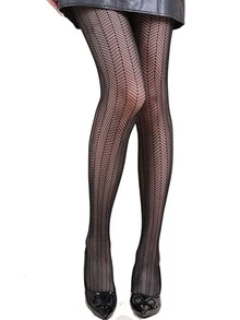 1 pieza Medias transparentes con patrón de diamantes, ligeras, transpirables y cómodas - Negro - Ver 5