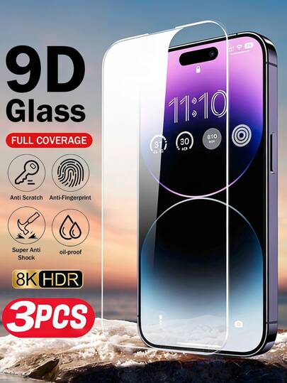 3 piezas Protector de pantalla de vidrio templado sin enredos, ultra claro, protección de pantalla completa, compatible con iPhone 17 E/17/17 Pro Max/17 Pro/17 Air/16 Pro/15 Pro Max/14 Pro/13 Series. Película protectora transparente, anti-caída, anti-golpes, anti-arañazos, anti-huellas dactilares, dureza 9H, aplicable a pantallas de 6.1", 6.3", 6.9", esencial para uso diario y regalo de primavera de oficina