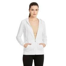Women's Lightweight Cotton Hoodie Full Zip S-3XL With Pockets Hooded Sweatshirt Jacket Coat Solid Tops Regular & Plus Size Basic Layering Tops Warm Lightweight Cotton Zipper Hoodie Sweatshirt For Women Lady Sweatshirts Long Sleeve Outerwear For Spring Fall Winter Womenswear Activewear Streetwear - 白色 - 查看 5