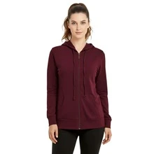 Women's Lightweight Cotton Hoodie Full Zip S-3XL With Pockets Hooded Sweatshirt Jacket Coat Solid Tops Regular & Plus Size Basic Layering Tops Warm Lightweight Cotton Zipper Hoodie Sweatshirt For Women Lady Sweatshirts Long Sleeve Outerwear For Spring Fall Winter Womenswear Activewear Streetwear - 酒紅色 - 查看 7